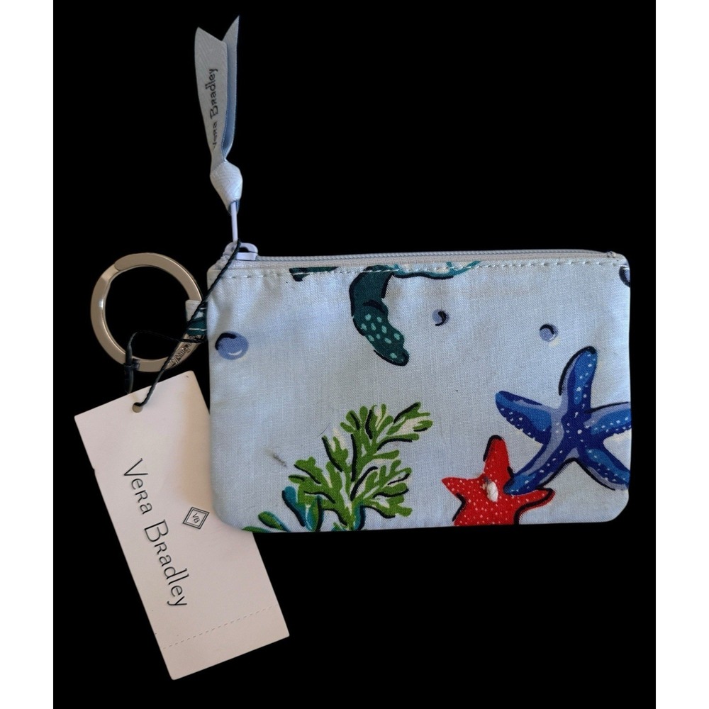 VERA BRADLEY Zip Campus Double Id - Anchors Aweigh Seashells - Key Chain - NWT - Picture 2 of 3